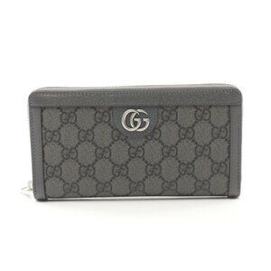 Gucci Ophidia GG Supreme Round Long Wallet Canvas Leather Gray